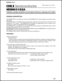 MSM63182A-xxxGS-K datasheet: 4-bit microcontroller with built-in 512-dot matrix LCD driver,operating at 0.9V(min) MSM63182A-xxxGS-K