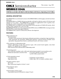 MSM63184A-xxxGS-K datasheet: 4-bit microcontroller with built-in 640-dot matrix LCD driver,operating at 0.9V(min) MSM63184A-xxxGS-K