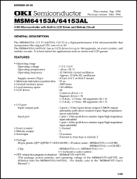 MSM64153A-xxxGS-BK datasheet: 4-bit microcontroller with built-in LCD driver and melody circuit MSM64153A-xxxGS-BK