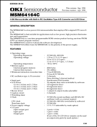 MSM64164C-xxxGS-BK datasheet: 4-bit microcontroller with built-in RC oscillation type A/D converter and LCD driver MSM64164C-xxxGS-BK