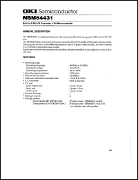 MSM64431-xxxGS-K datasheet: Built-in 8-bit A/D converter 4-bit microcontroller MSM64431-xxxGS-K