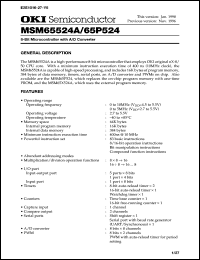 MSM65524A-xxxSS datasheet: 8-bit microcontroller with A/D converter MSM65524A-xxxSS