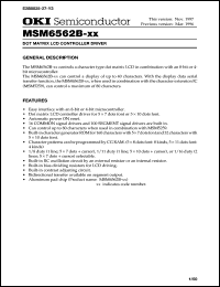 MSM6562B-xx datasheet: Dot matrix LCD controller driver MSM6562B-xx