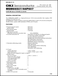 MSM66507-xxxJS-B datasheet: OLMS-66K series 16-bit microcontroller MSM66507-xxxJS-B