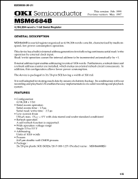 MSM6684BJS datasheet: 4,194,304-word x 1-bit serial register MSM6684BJS