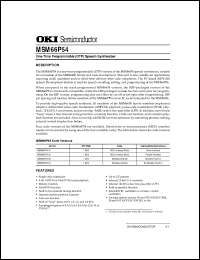 MSM66P54-02 datasheet: One-time programmable (OTP) speech synthesizer MSM66P54-02