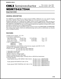 MSM7544RS datasheet: Single rail CODEC MSM7544RS