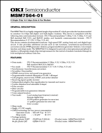 MSM7564-01GS-K datasheet: A single chip 14,4 kbps data & fax modem MSM7564-01GS-K