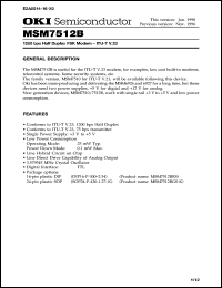MSM7512BGS-k datasheet: 1200 bps half duplex FSK modem - ITU-T V.23 MSM7512BGS-k