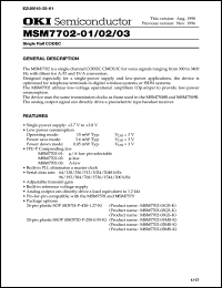 MSM7702-02GS-K datasheet: Single rail CODEC MSM7702-02GS-K