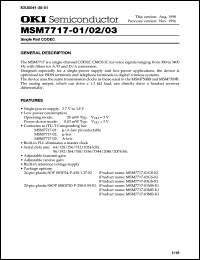 MSM7717-01MS-K datasheet: Single rail CODEC MSM7717-01MS-K