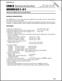 MSM9201-01GS-K datasheet: Fluorescent display tube controller driver MSM9201-01GS-K