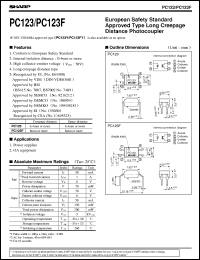 PC123 datasheet: European safety standard approved type long creepage distance photocoupler PC123