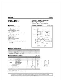 PC419KT datasheet: Compact surface mounted, B-directional linear output type Photocoupler PC419KT