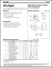 PC702V datasheet: High collector-emitter voltage type Photocoupler PC702V
