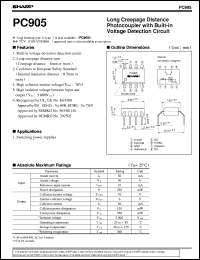 PC905 datasheet: Long creepage distance photocoupler with built-in voltage detection circuit PC905