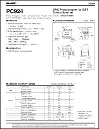 PC924 datasheet: OPIC photocoupler for IGBT drive of inverter PC924