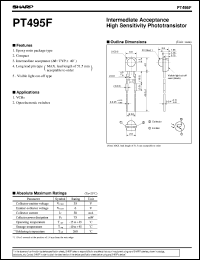 PT495F datasheet: Intermediate acceptance high sensitivity phototransistor PT495F