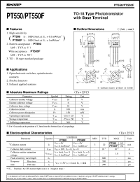 PT550 datasheet: Phototransistor with base terminal PT550
