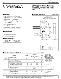 S102S03 datasheet: SIP type SSR with mounting capability for external heat sink S102S03