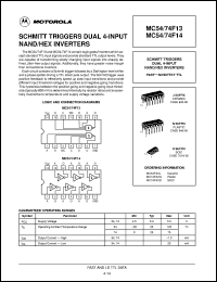 MC54F13J datasheet: Schmitt triggers dual 4-input nand/hex inverter MC54F13J