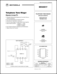 MC34017D datasheet: Telephone tone ringer MC34017D