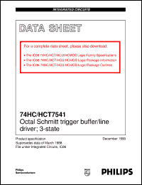 74HCT7541N datasheet: Octal Schmitt trigger buffer/line driver; 3-state 74HCT7541N