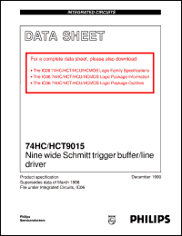 74HCT9015D datasheet: Nine wide Schmitt trigger buffer/line driver 74HCT9015D