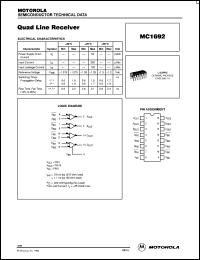 MC1692L datasheet: Quad line recelver MC1692L