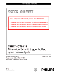 74HC9115D datasheet: Nine wide Schmitt trigger buffer; open drain outputs 74HC9115D