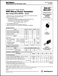 BUL45 datasheet: NPN silicon power transistor high voltage switchmode series BUL45