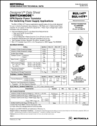 BUL147 datasheet: Switchmode NPN bipolar power transistor for switching power supply applications BUL147