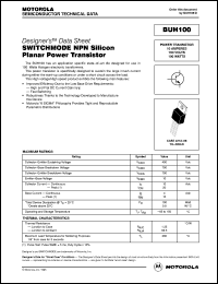 BUH100 datasheet: Switchmode NPN silicon planar power transistor BUH100