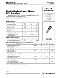 BD179 datasheet: Plastic medium power silicon NPN transistor BD179