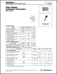 BC372 datasheet: NPN silicon high voltage darlington transistor BC372