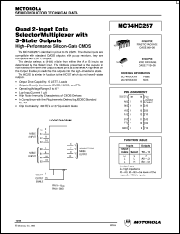 MC74HC257N datasheet: Quad 2-input data selector, multiplexer with 3-state outputs MC74HC257N