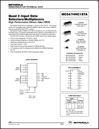 MC74HC157AD datasheet: Quad 2-input data selectors, multiplexers MC74HC157AD