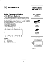 MC74AC533N datasheet: Octal transparent latch with 3-state outputs MC74AC533N