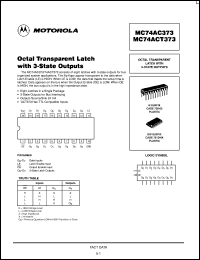 MC74AC373DW datasheet: Octal transparent latch with 3-state outputs MC74AC373DW