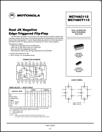 MC74ACT112N datasheet: Dual JK negative edge-triggered flip-flop MC74ACT112N