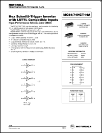 MC74HCT14AN datasheet: Hex schmitt-trigger inverter with LSTTL compatible inputs MC74HCT14AN