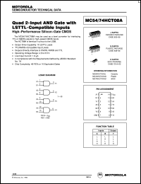 MC74HCT08AN datasheet: Quad 2-input and gate with LSTTL-compatible inputs MC74HCT08AN