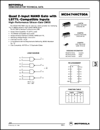 MC74HCT00AD datasheet: Quad 2-input NAND gate with LSTTL-compatible inputs MC74HCT00AD