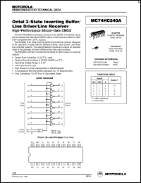 MC74HC540ADW datasheet: Octal 3-state inverting buffer/line driver/line receiver MC74HC540ADW