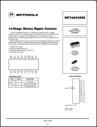 MC74AC4020N datasheet: 14-Stage binary ripple counter MC74AC4020N