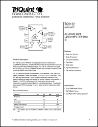 TQ5132 datasheet: 3V cellular band CDMA/AMPS RFA/Mixer IC TQ5132