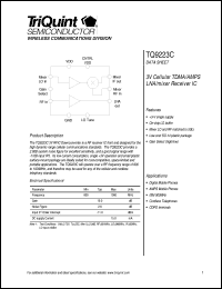 TQ9223C datasheet: 3V cellular TDMA/AMPS LNA/mixer receiver IC TQ9223C