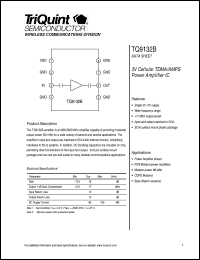 TQ9132B datasheet: 3V cellular TDMA/AMPS power amplifier IC TQ9132B