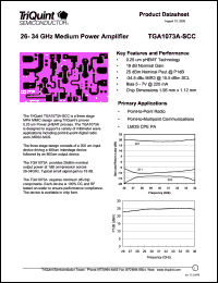 TGA1073A-SCC datasheet: 26-34 GHz medium power amplifier TGA1073A-SCC