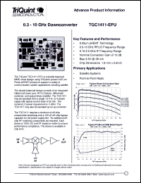 TGC1411-EPU datasheet: 0.3-10 GHz downconverter TGC1411-EPU
